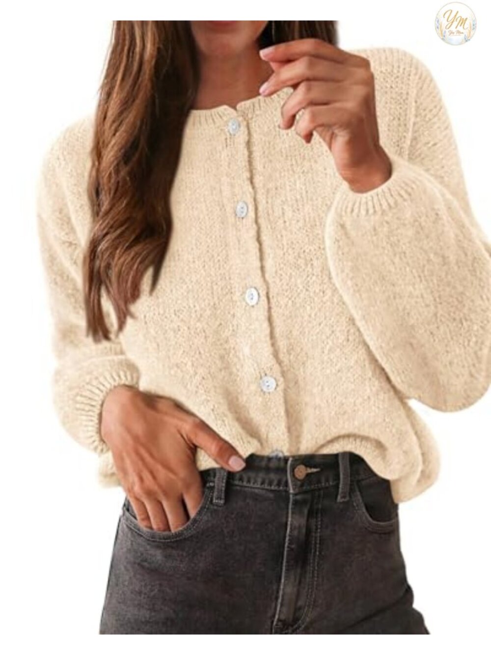 Women's Chunky Knit Cardigan Long Sleeve Button Up Fall Sweater